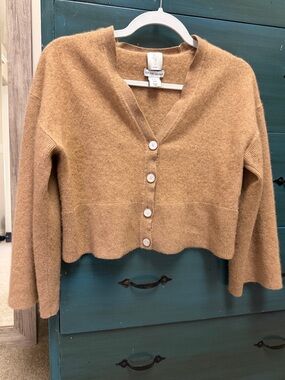 Joie Camel Cropped Button-Front Cardigan
